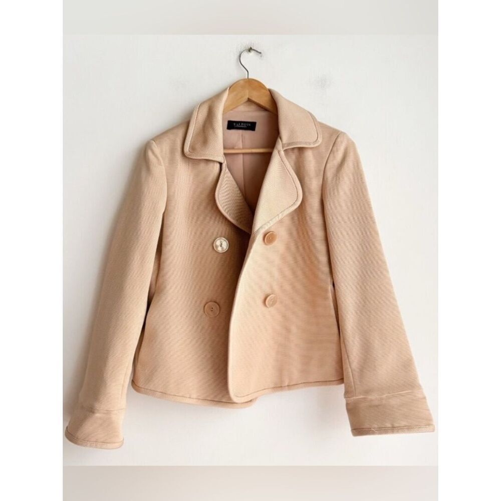 Talbots Silk Blend Textured Nude Beige Cropped Blazer M.